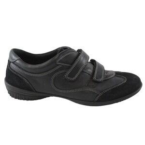 ECCO Black Leather Suede Hook and Loop Walking Shoes Sneakers Womens 40 US 9